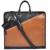 Black & Tan Leather Briefcase with Diagonal Zip Pocket - Aaron Leather Goods