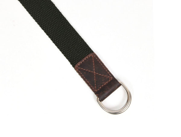 Paso Canvas Belt with D-ring - Green - Aaron Leather Goods