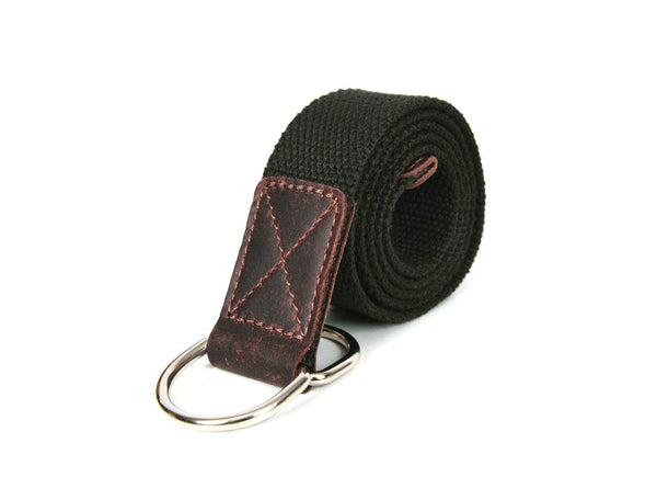 Paso Canvas Belt with D-ring - Green - Aaron Leather Goods