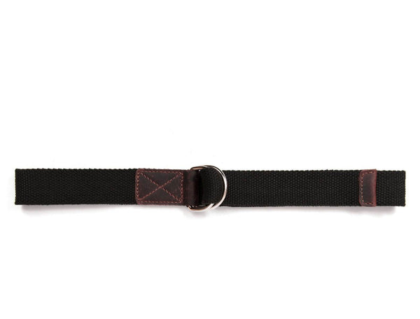 Paso Canvas Belt with D-ring - Black - Aaron Leather Goods