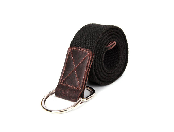 Paso Canvas Belt with D-ring - Black - Aaron Leather Goods