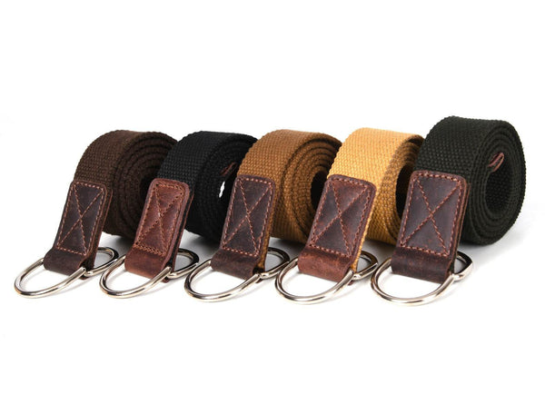 Paso Canvas Belt with D-ring - Green - Aaron Leather Goods