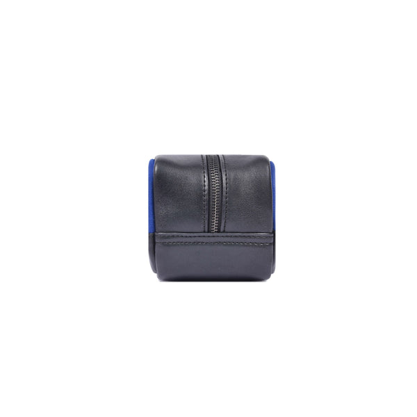 Blue Canvas & Black Leather Zipper Toiletry Pouch - Aaron Leather Goods