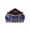 Blue Croc Pattern Leather Duffle Bag with Shoulder Strap - Aaron Leather Goods