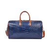 Blue Croc Pattern Leather Duffle Bag with Shoulder Strap - Aaron Leather Goods