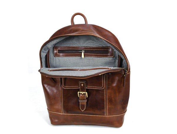 Sagunto Leather Backpack - Walnut Brown - Aaron Leather Goods