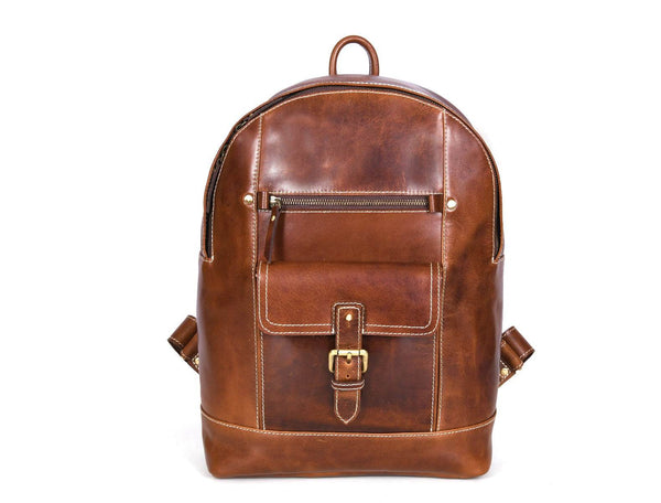 Sagunto Leather Backpack - Walnut Brown - Aaron Leather Goods