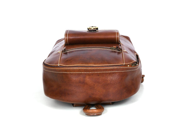 Sagunto Leather Backpack - Walnut Brown - Aaron Leather Goods