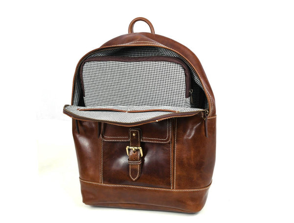 Sagunto Leather Backpack - Walnut Brown - Aaron Leather Goods