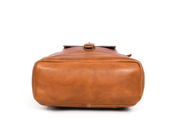 Sagunto Leather Backpack - Caramel Brown - Aaron Leather Goods