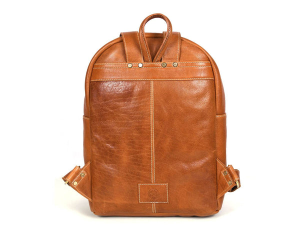 Sagunto Leather Backpack - Caramel Brown - Aaron Leather Goods