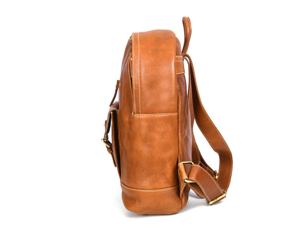 Sagunto Leather Backpack - Caramel Brown - Aaron Leather Goods