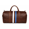 Brown Leather Duffle Bag with Stripe Detail - Aaron Leather Goods Inc