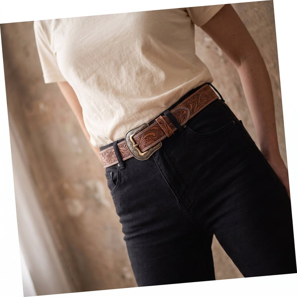Chandler Leather Belt - Camel - Aaron Leather Goods Inc