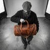 Cordoba Leather Barrel Bag - Caramel Brown - Aaron Leather Goods Inc