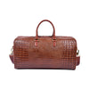 Croc Pattern Leather Duffle Bag with Detachable Shoulder Strap - Aaron Leather Goods