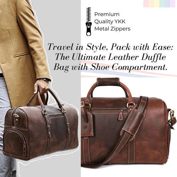 Leather Travel Duffel Bag: Versatile Father's Day Gift - Aaron Leather Goods - Aaron Leather Goods