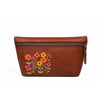 Elegant Leather Toiletry Bag with Vibrant Floral Embroidery - Aaron Leather Goods