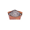 Embroidered Brown Leather Cosmetic Pouch with Zip Closure - Aaron Leather Goods