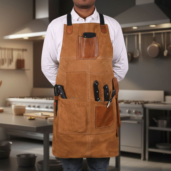 Florence Suede Apron - Light Brown - Aaron Leather Goods