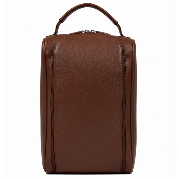 Full Grain Brown Leather Shoe Organizer with Handle - Aaron Leather Goods