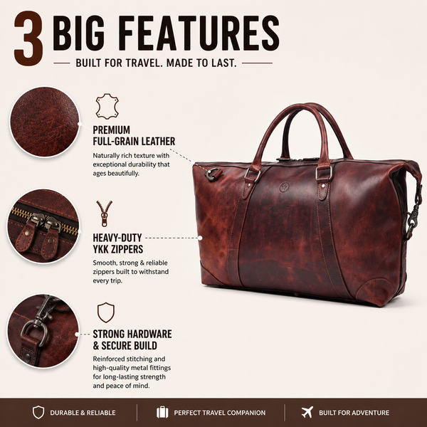 Vintage Leather Duffle Bag – LH-TB-161 - Brown