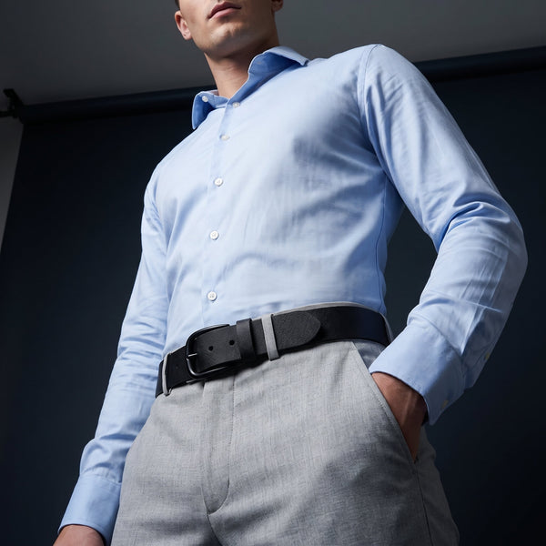 Globe Leather Belt - Black - Aaron Leather Goods Inc