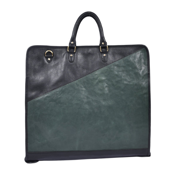 Green & Black Leather Garment Bag - Aaron Leather Goods