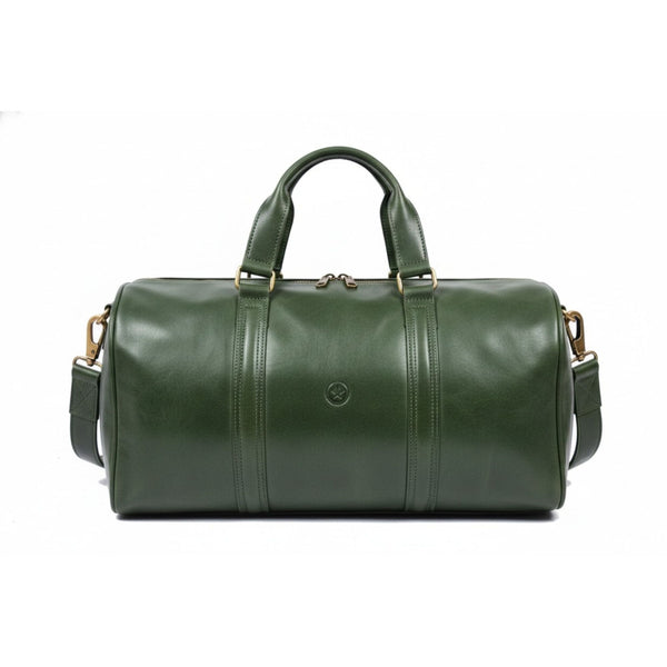 Green Leather Duffle Bag for Travel & Gym – Premium Finish - Aaron Leather Goods