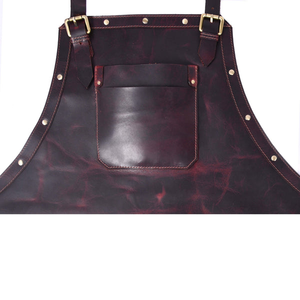 Handcrafted Full - Grain Leather Work Apron with Cross - Back Straps n - Aaron Leather Goods