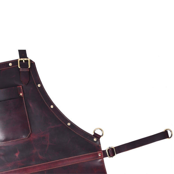 Handcrafted Full - Grain Leather Work Apron with Cross - Back Straps n - Aaron Leather Goods