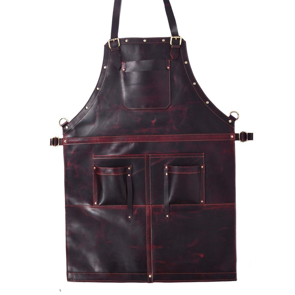 Handcrafted Full - Grain Leather Work Apron with Cross - Back Straps n - Aaron Leather Goods