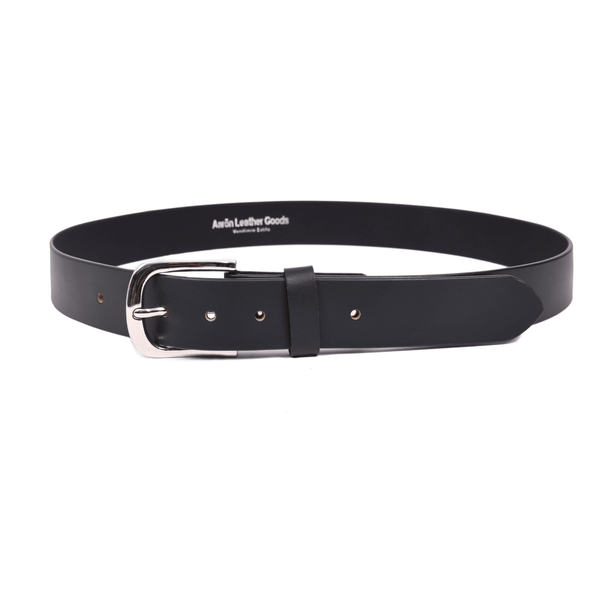 Handcrafted Genuine Black Leather Belt for Men – Classic Full Grain Leather Dress & Casual Belt with Premium Gift Box - Aaron Leather Goods Inc
