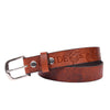 Handcrafted Genuine Leather "Live to Ride" Belt for Men – Vintage Brown Motorcycle Leather Belt with Eagle Embossing & Gift Box - Aaron Leather Goods Inc