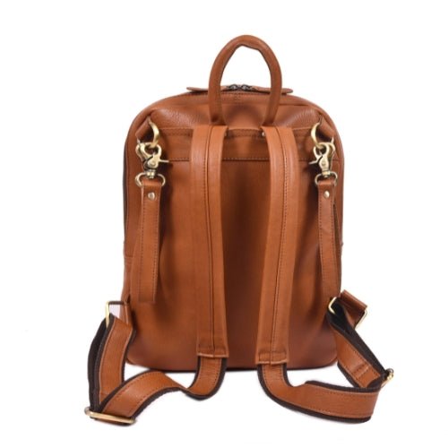 Handcrafted Genuine Leather Minimalist Backpack - Tan - Aaron Leather Goods Inc