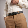 Handcrafted Textured Black Genuine Leather Belt for Men – Premium Saffiano Leather Dress & Casual Belt with Gift Box - Aaron Leather Goods Inc