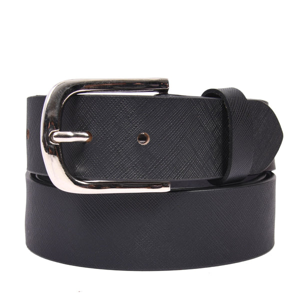 Handcrafted Textured Black Genuine Leather Belt for Men – Premium Saffiano Leather Dress & Casual Belt with Gift Box - Aaron Leather Goods Inc