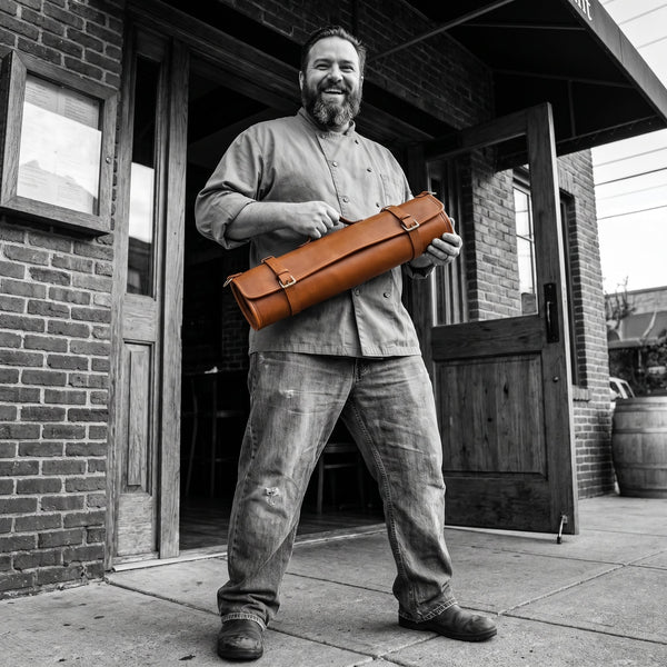 Handmade Leather Knife Roll Bag – Chef Knife Storage & Travel Organizer - Aaron Leather Goods Inc