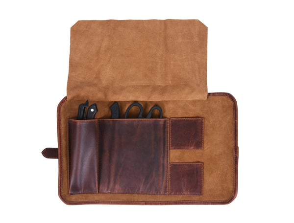 Handmade Leather Knife Roll Bag – Compact Chef Knife Storage Case - Aaron Leather Goods Inc