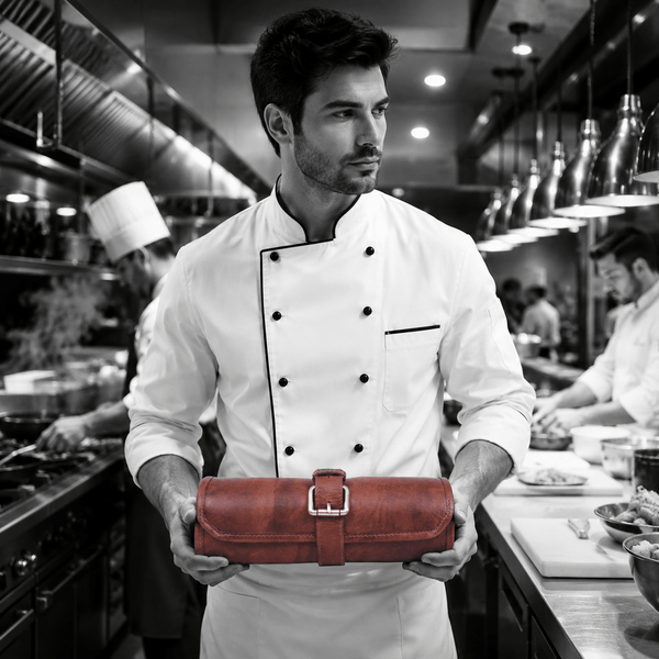 Handmade Leather Knife Roll Bag – Compact Chef Knife Storage Case - Aaron Leather Goods Inc