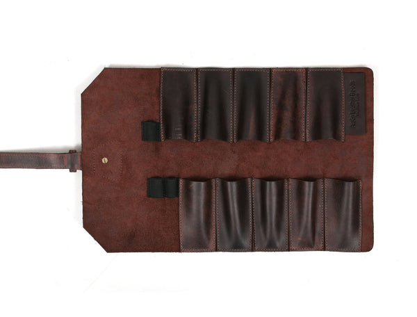 Handmade Leather Tool Roll Organizer – Rustic Full Grain Leather Storage Case - Aaron Leather Goods Inc