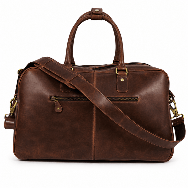 Hard Wax Leather Weekender Duffel Bag – Vintage Travel Holdall - Aaron Leather Goods Inc