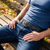 Harrison Leather Belt - Seaweed Green - Aaron Leather Goods Inc