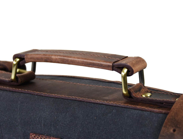 Malaga Canvas Knife Roll - Distressed Grey - Aaron Leather Goods