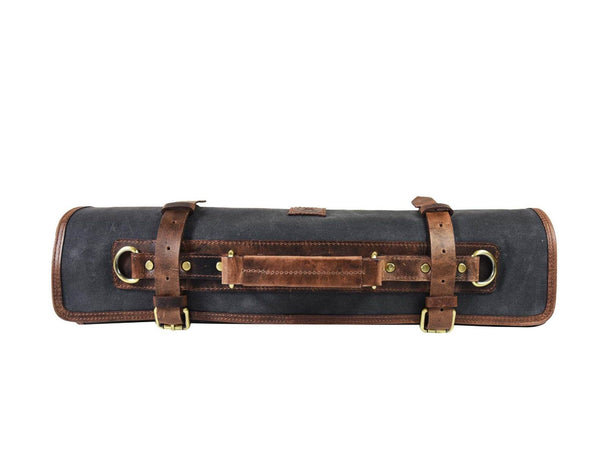 Malaga Canvas Knife Roll - Distressed Grey - Aaron Leather Goods