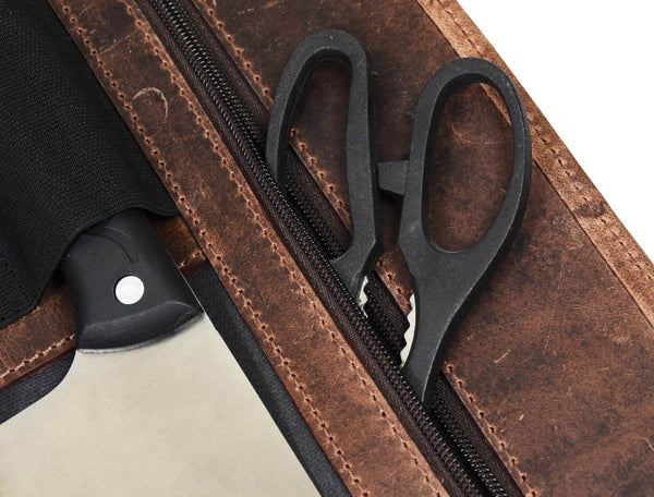 Malaga Canvas Knife Roll - Distressed Grey - Aaron Leather Goods