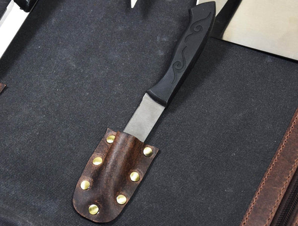 Malaga Canvas Knife Roll - Distressed Grey - Aaron Leather Goods