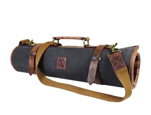 Malaga Canvas Knife Roll - Distressed Grey - Aaron Leather Goods