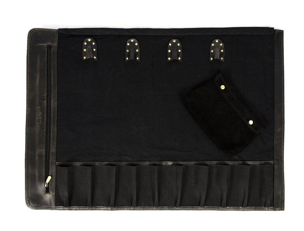 Malaga Canvas Knife Roll - Black - Aaron Leather Goods