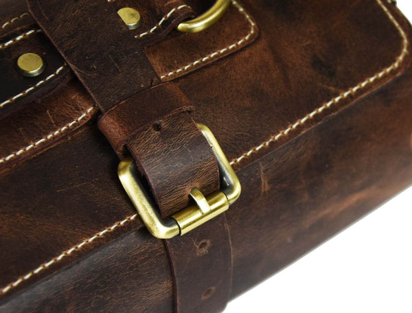 Tuscania Leather Knife Roll - Walnut Brown - Aaron Leather Goods